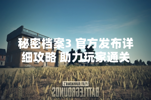 秘密档案3 官方发布详细攻略 助力玩家通关