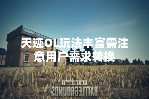 天迹OL玩法丰富需注意用户需求转换